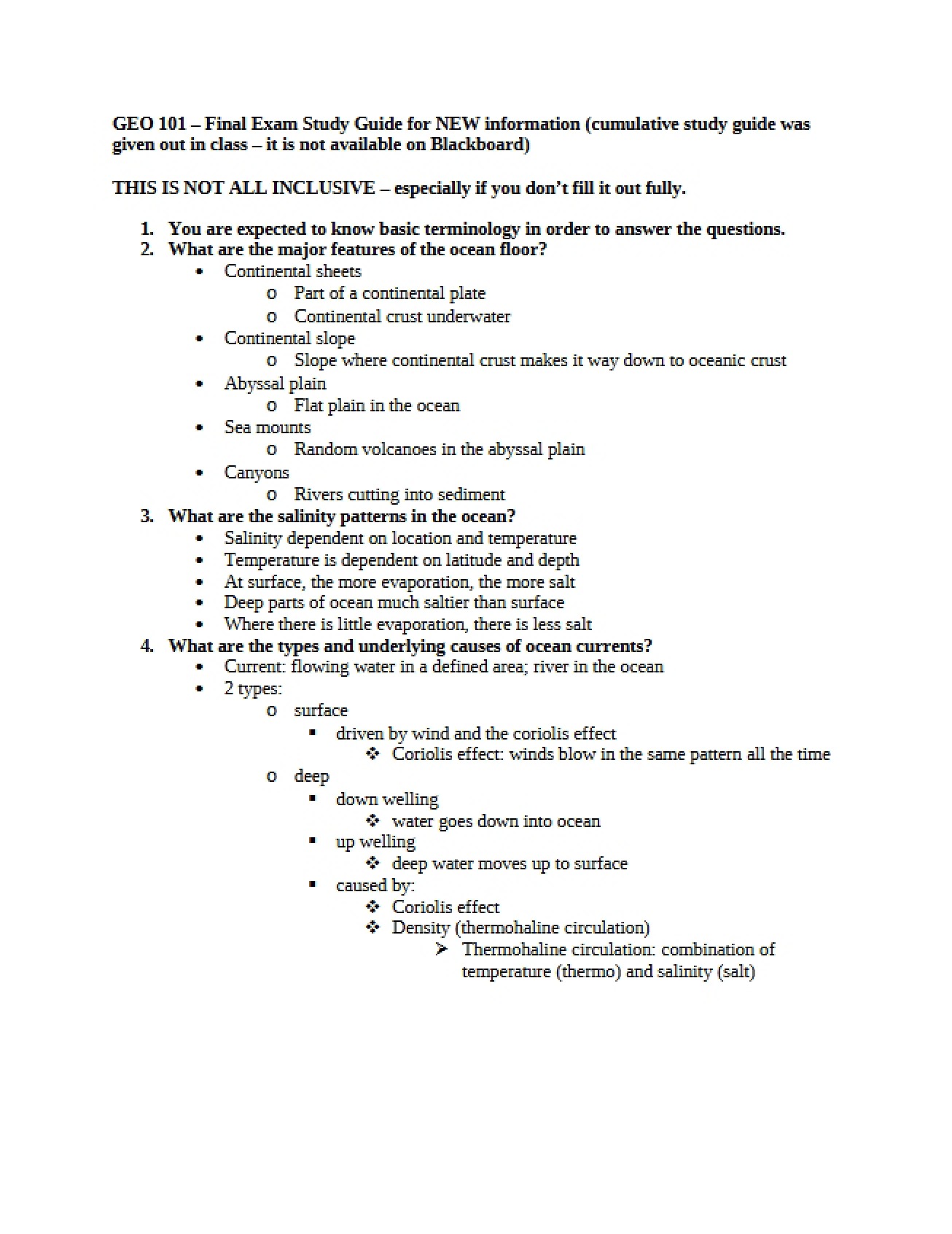 Guide for Final Examination
