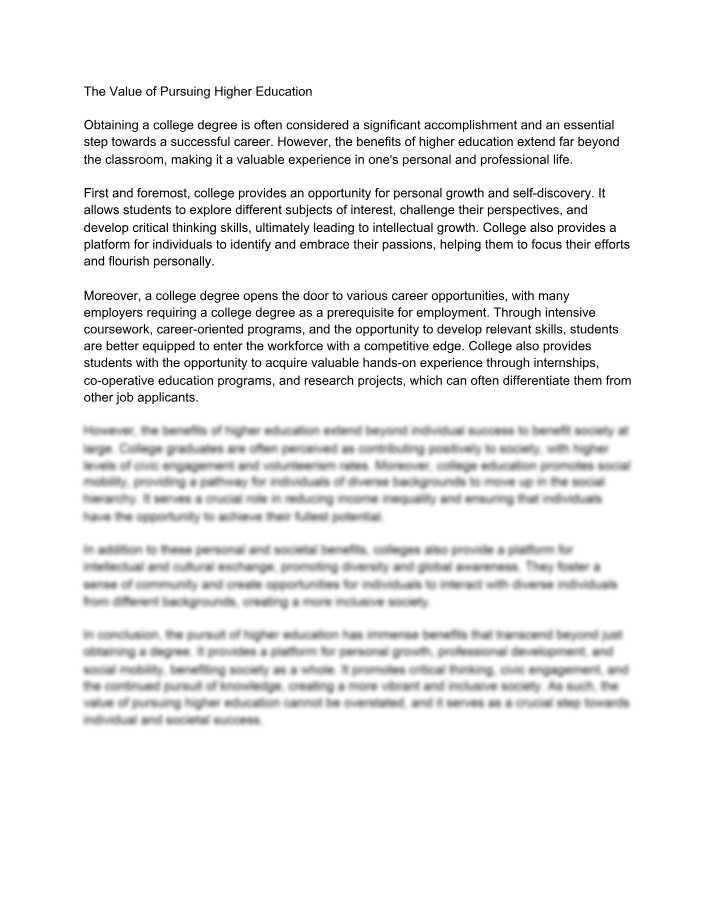 Higher Education - The Value of Pursuing It