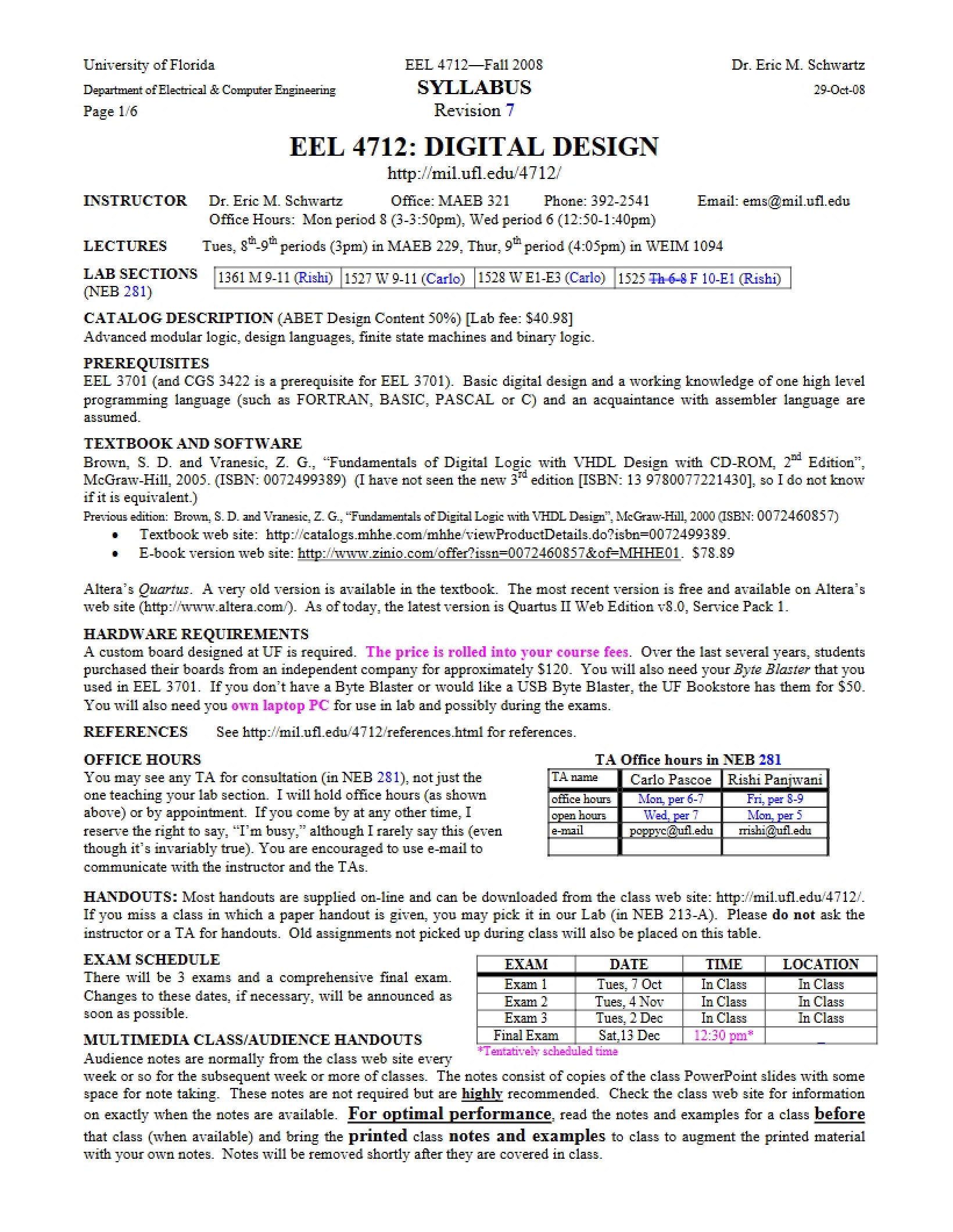 Digital Design Course Syllabus
