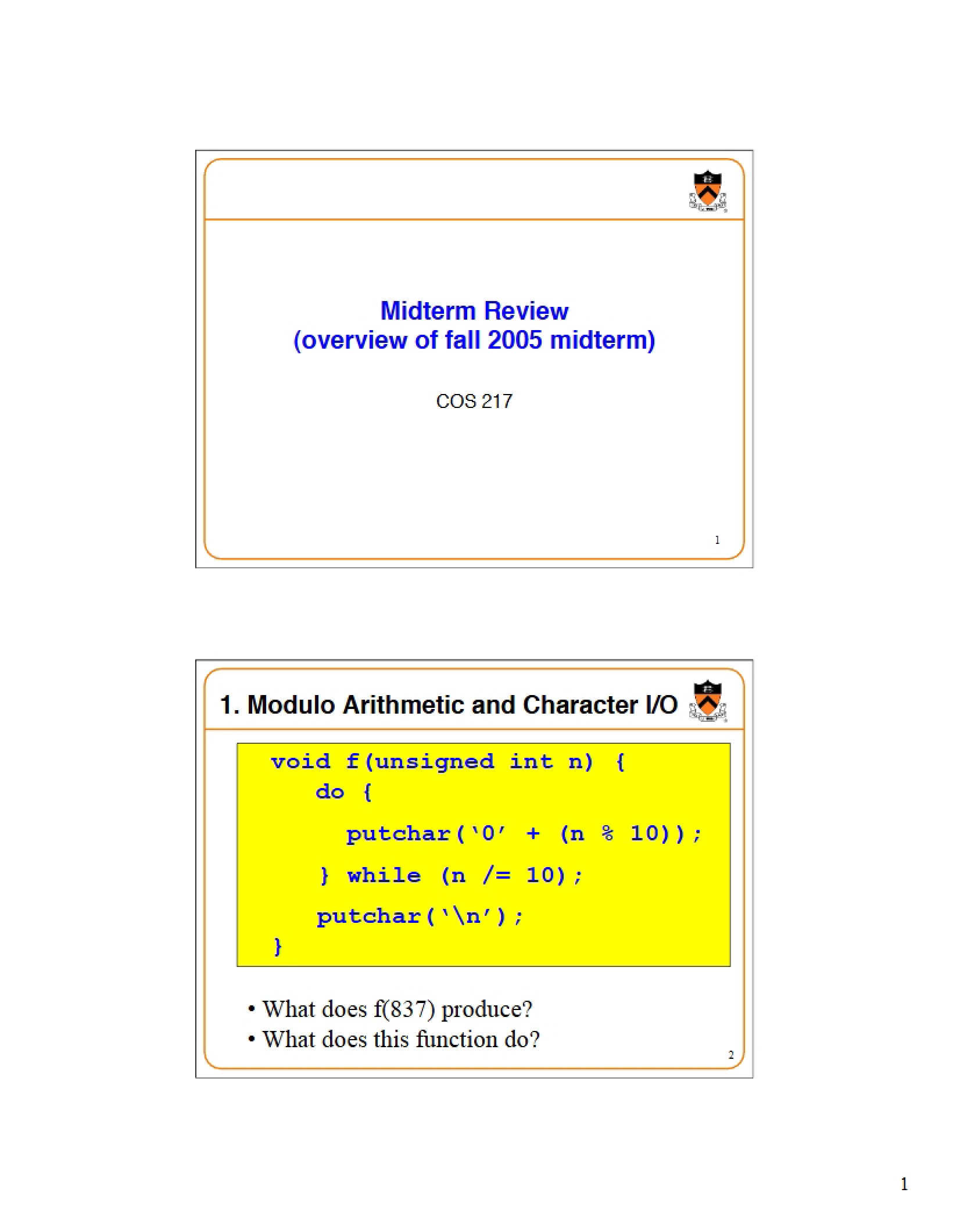 Character and Modulo Arithmetic