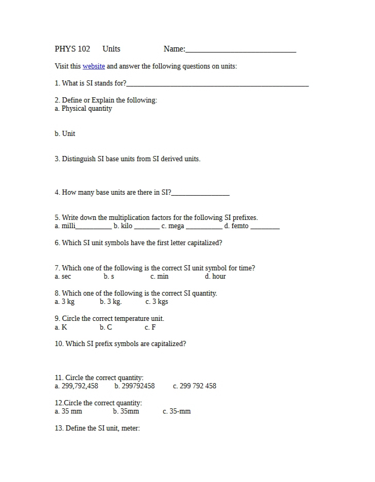 Scientific Units