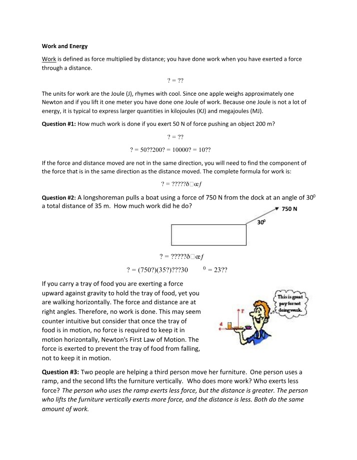 Work and Energy - Concepts, Formulas, and Problems