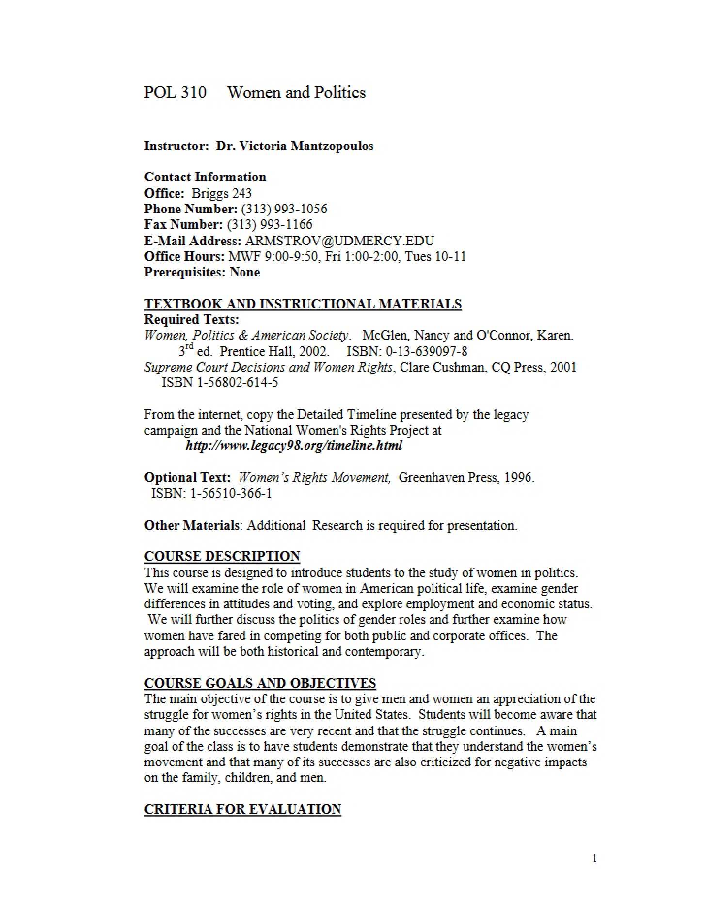 Semester Outline