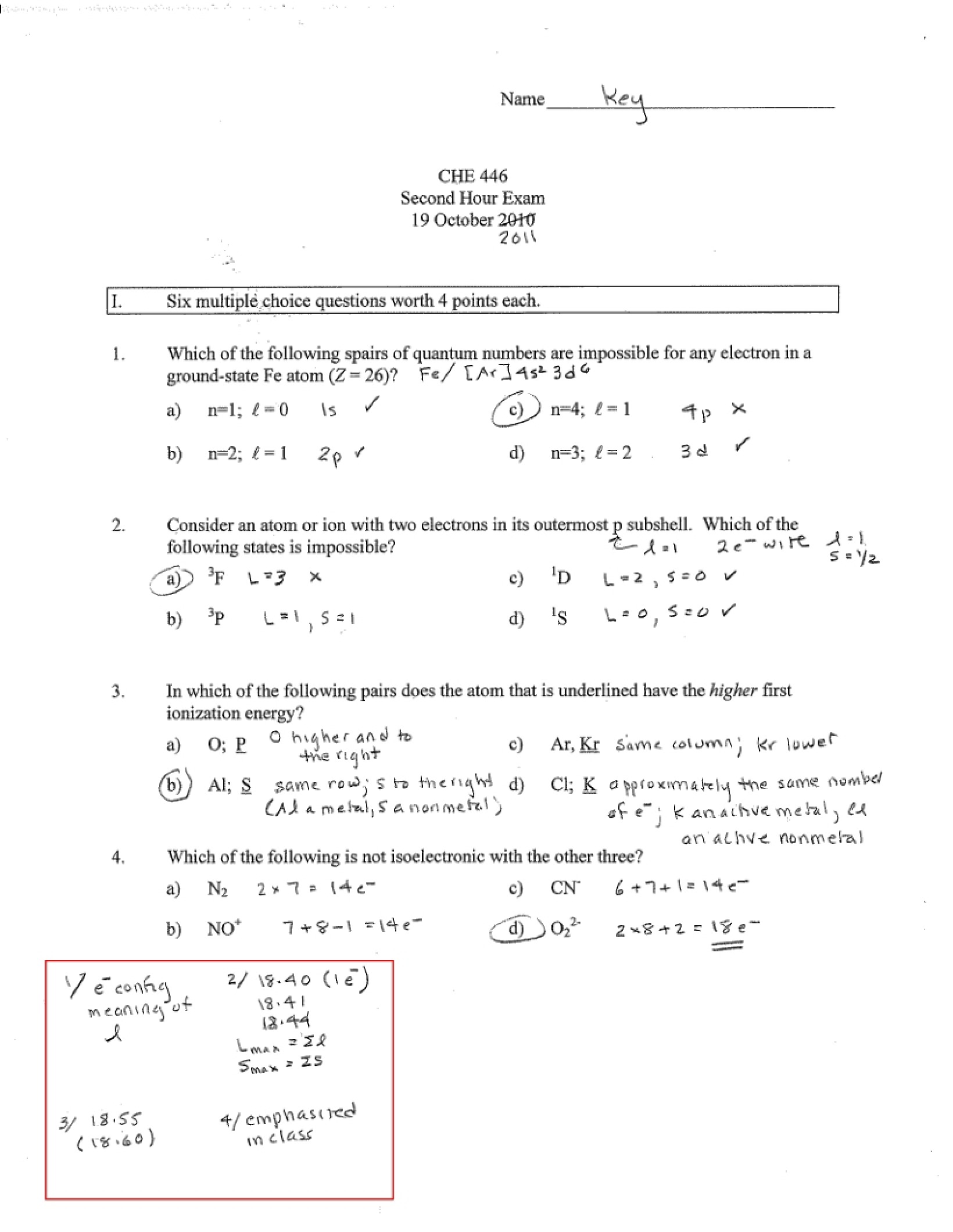 Second Hour Examination