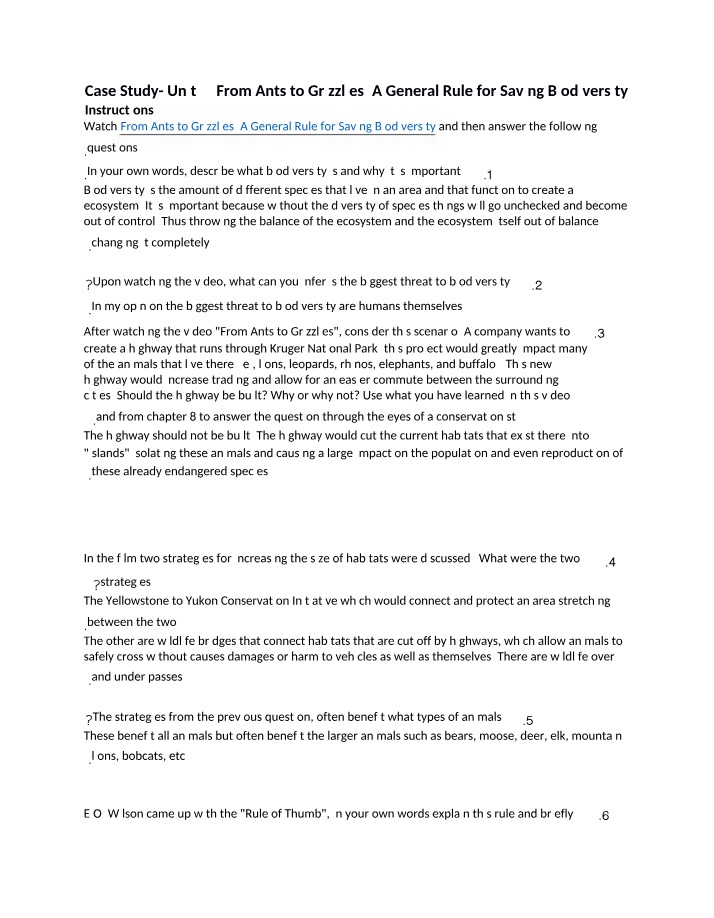 Unit 3 Case Study - From Ants to Grizzlies