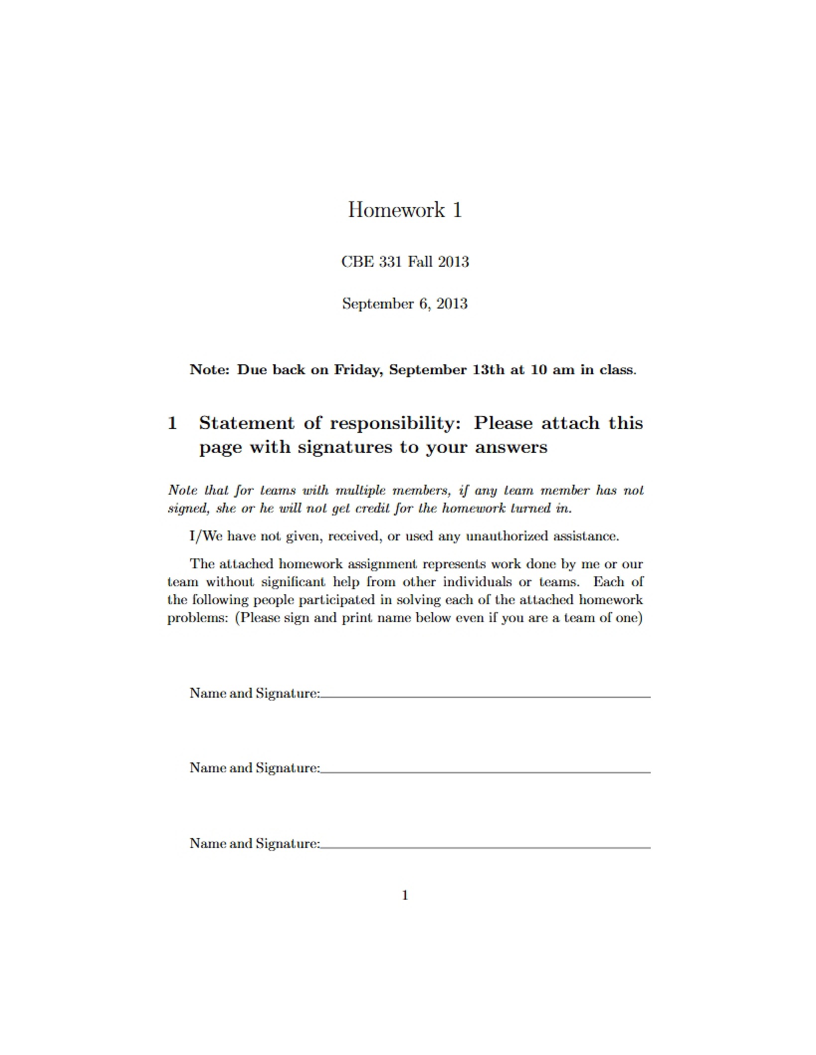 Homework Assignment 1 - 3 Pages