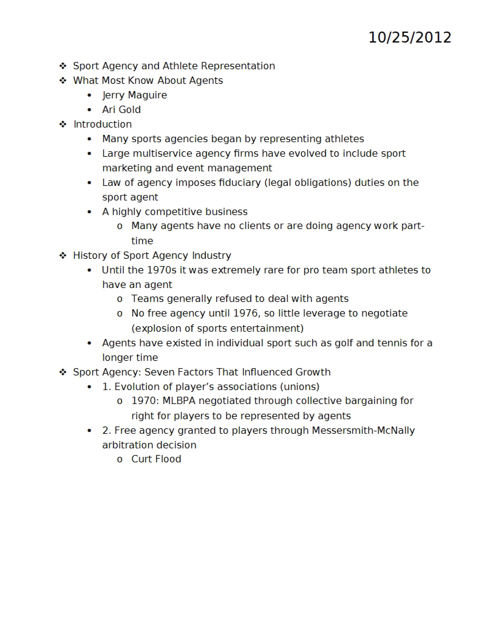 Athlete Reps and Sport Agencies