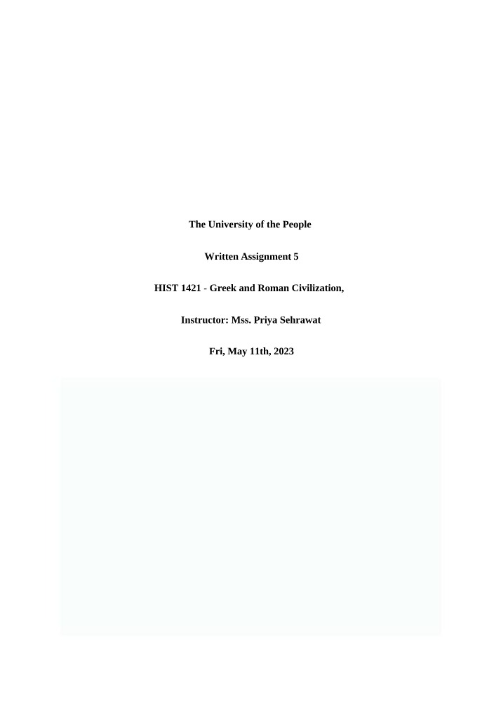 Written Assignment Number 5