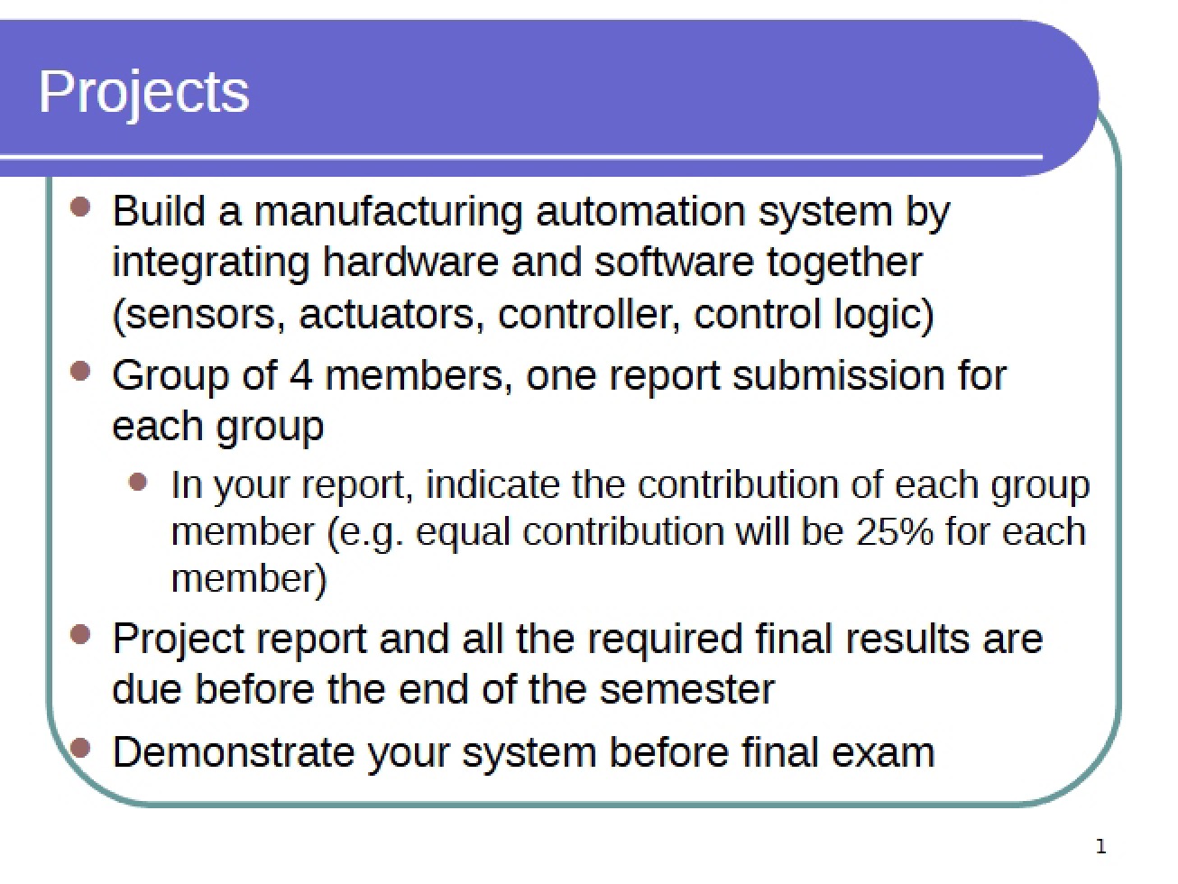 Topics for Projects
