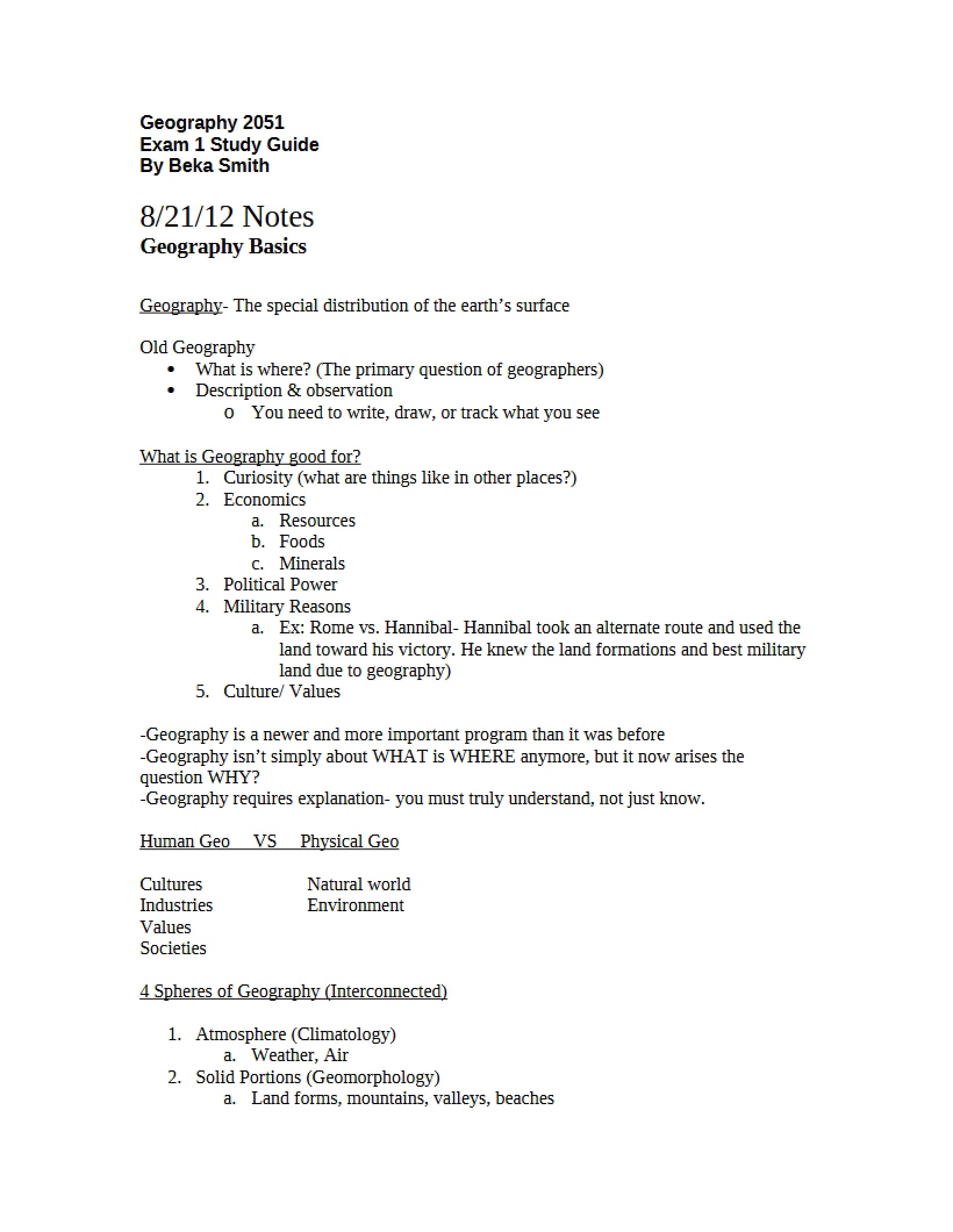 Study Guide First Exam