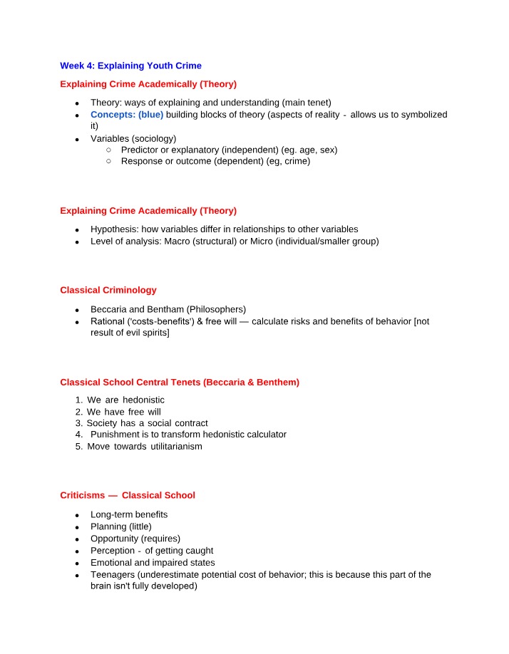 Youth Crime Theories and Concepts