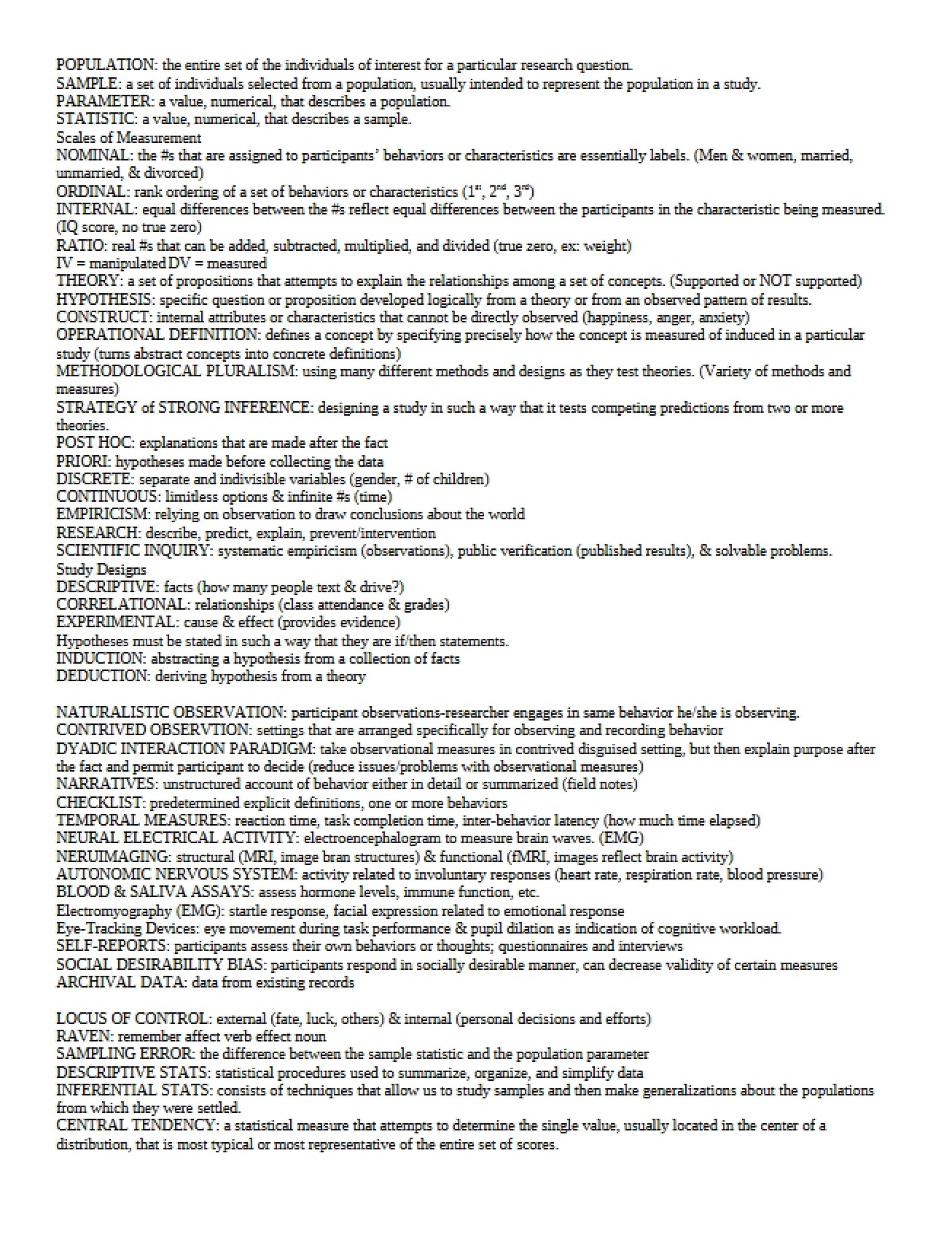 Research Methods Lecture Notes