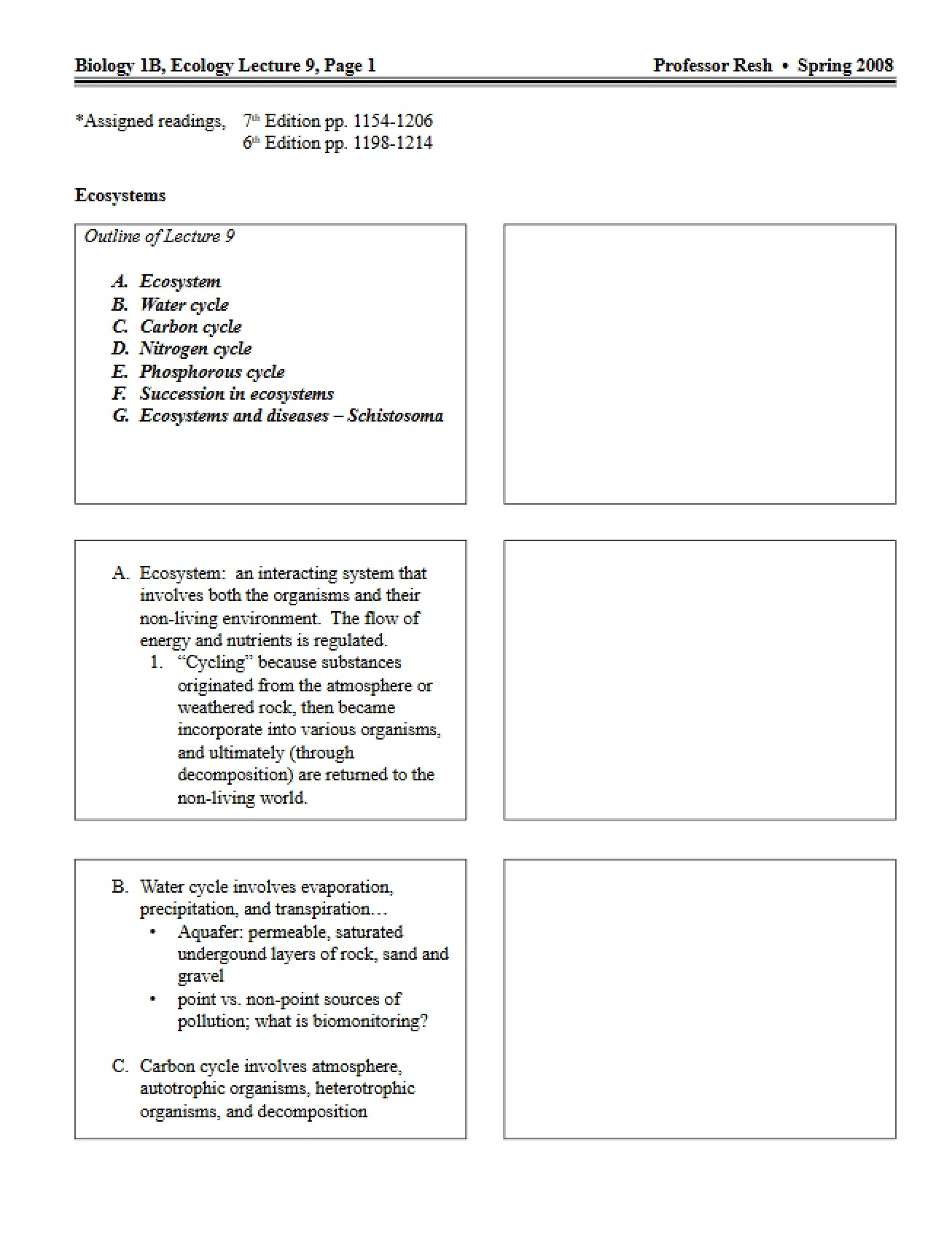 Lecture Notes Biology 1B