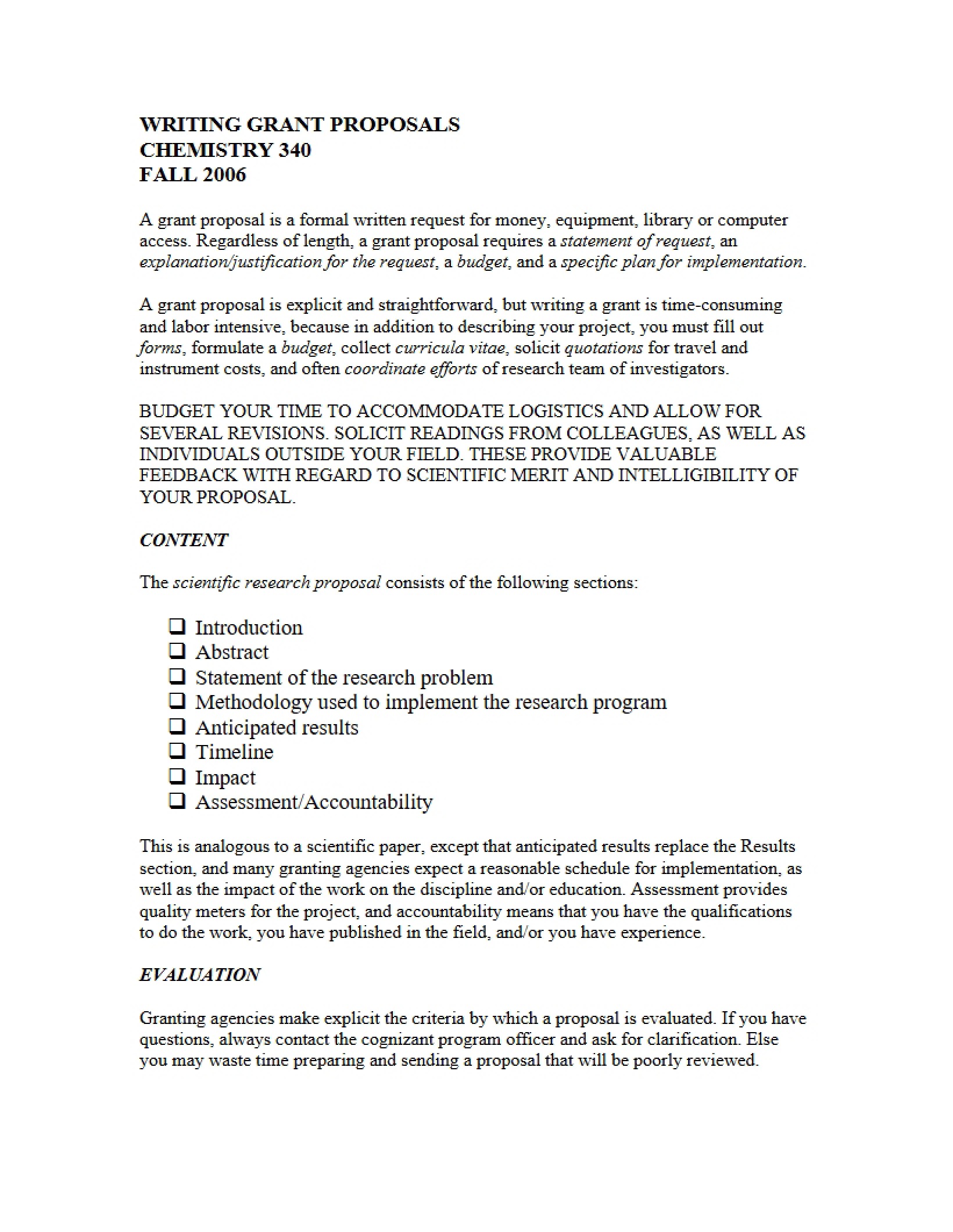 Proposal Writing for Grants