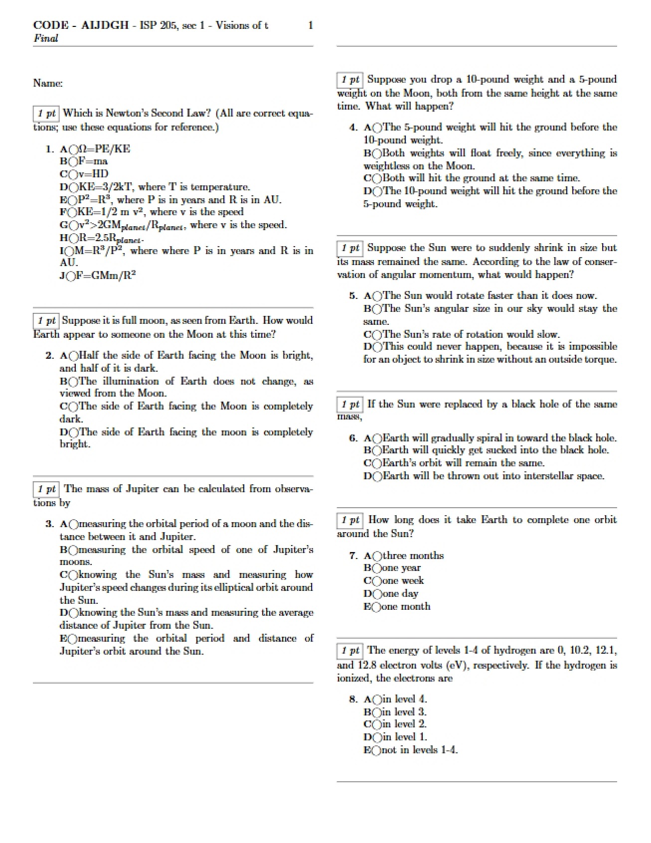 Universe Visions Lecture Notes