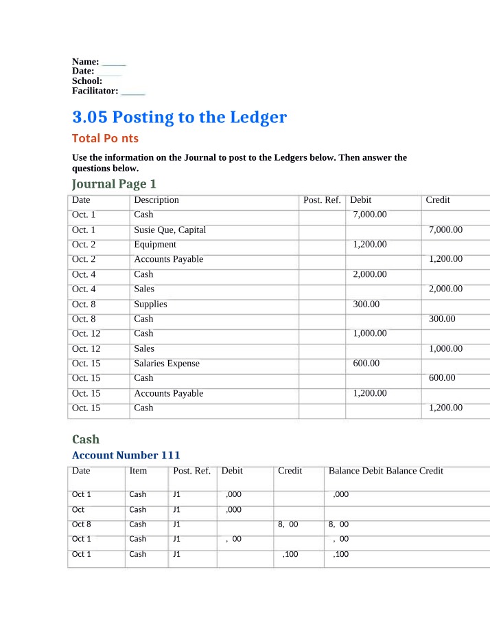 Ledger Posting