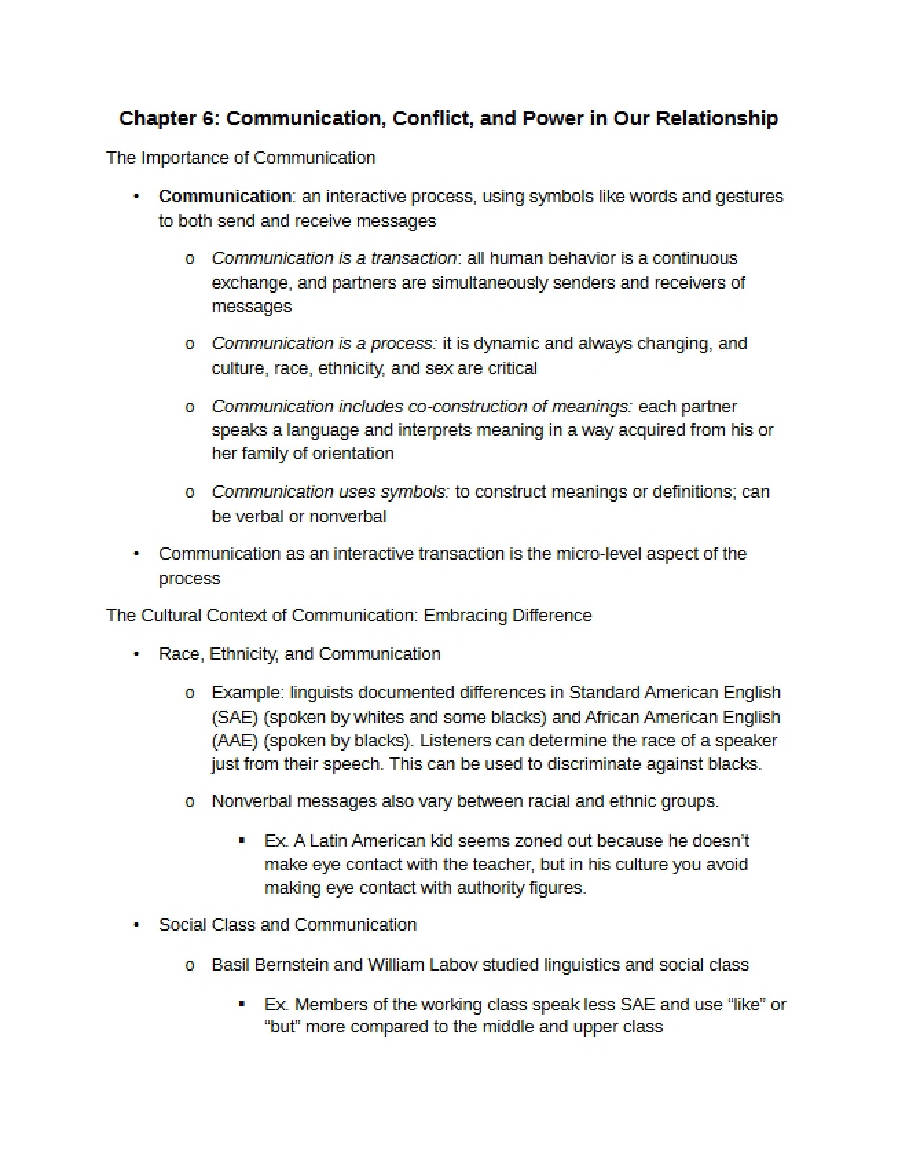 Applying Communication, Conflict, and Power Concepts to Relationships Chapter 6