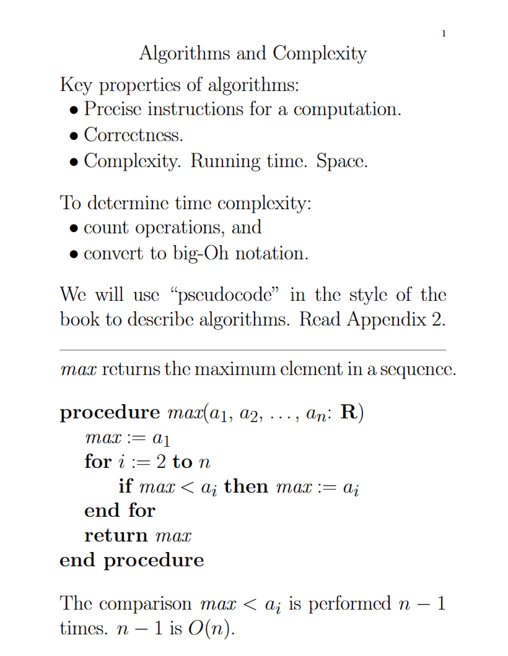 Complexity and Algorithms