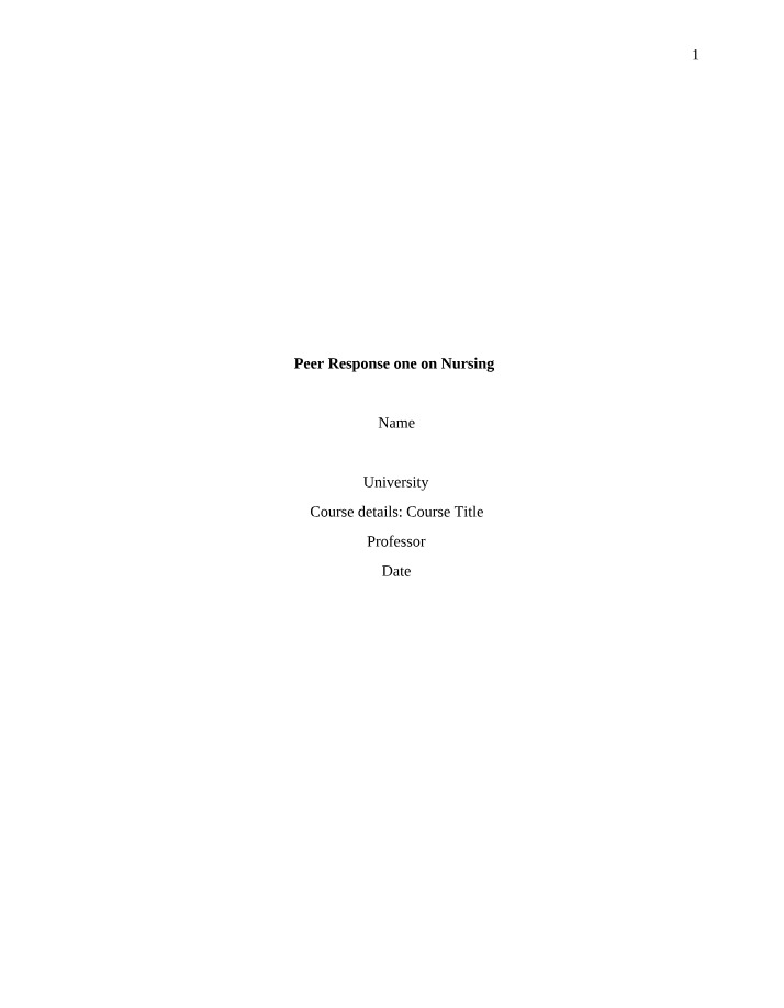 Peer Response for Nursing