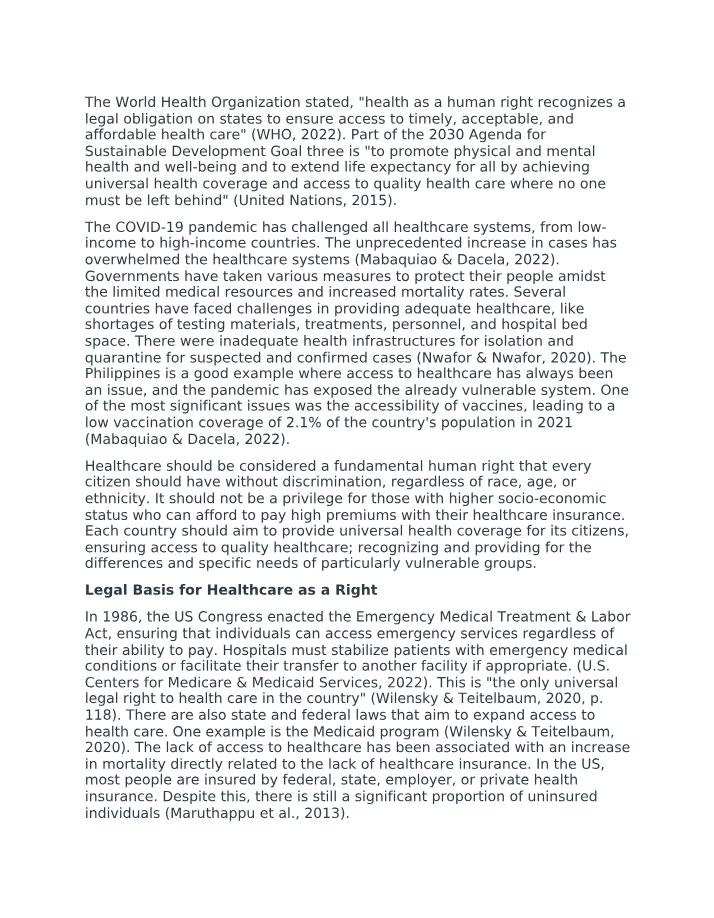 Ensuring Healthcare Access - A Fundamental Human Right
