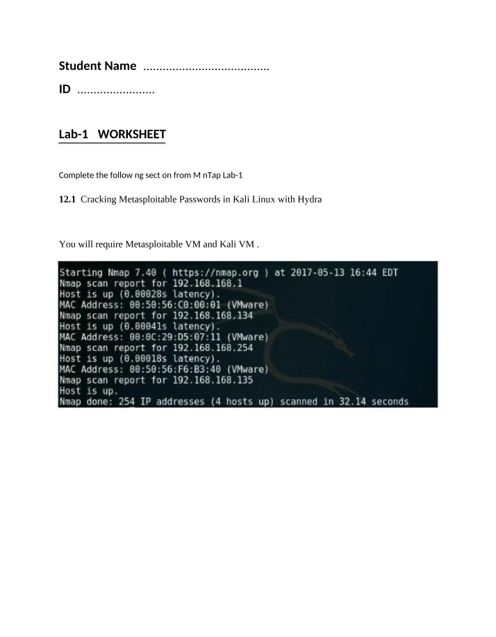 Worksheet - Lab 12