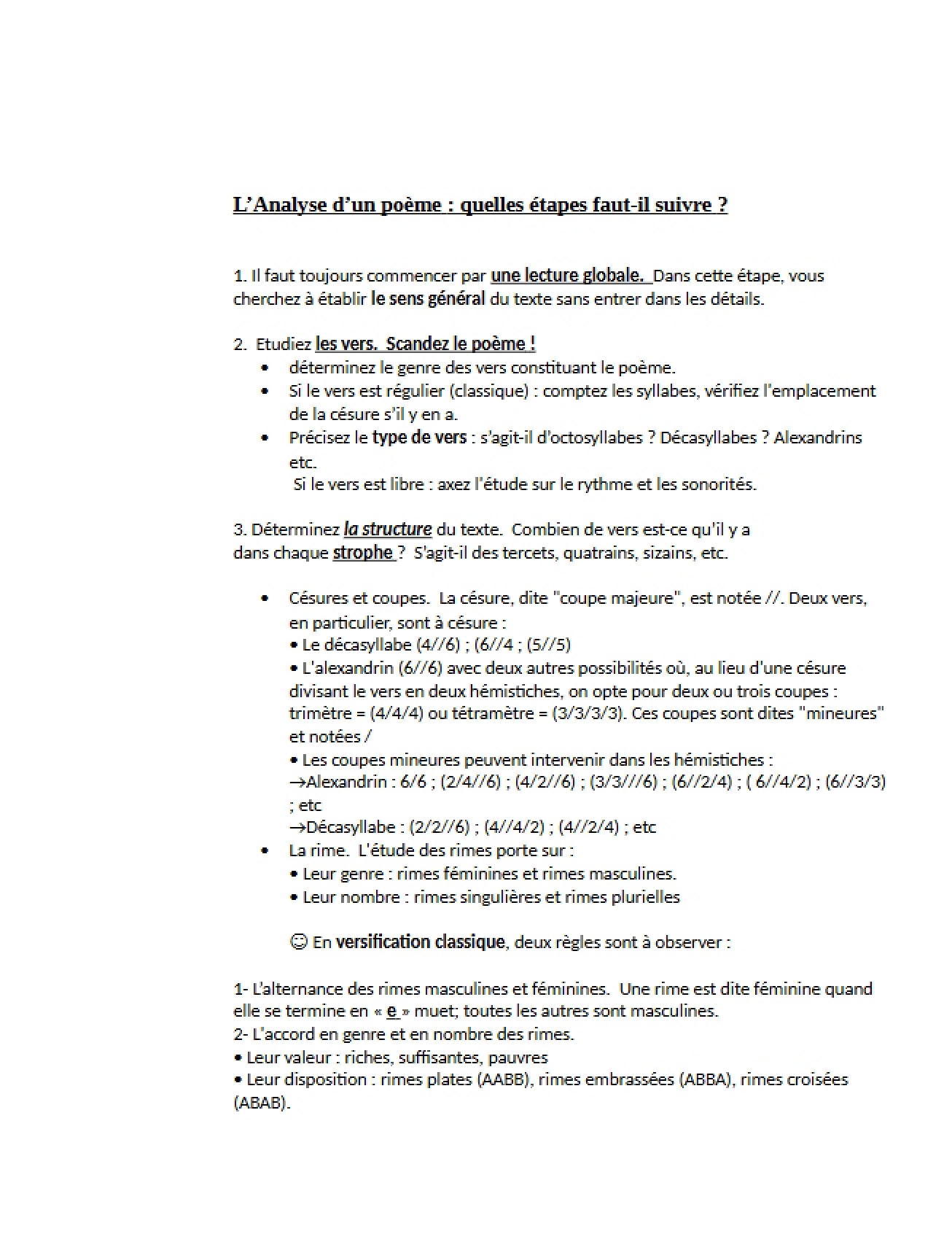 Analysis of a Poem in French