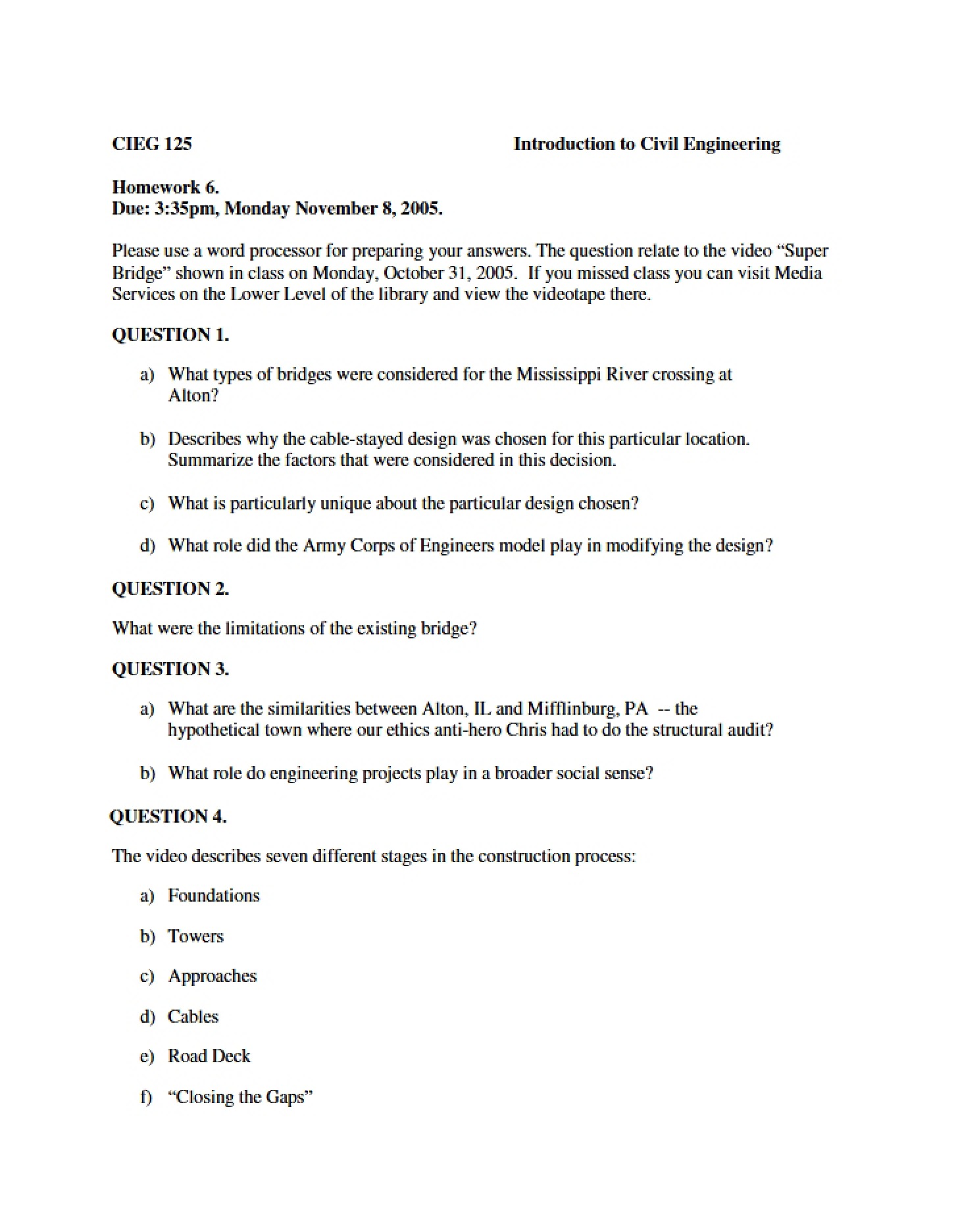 Sixth Homework