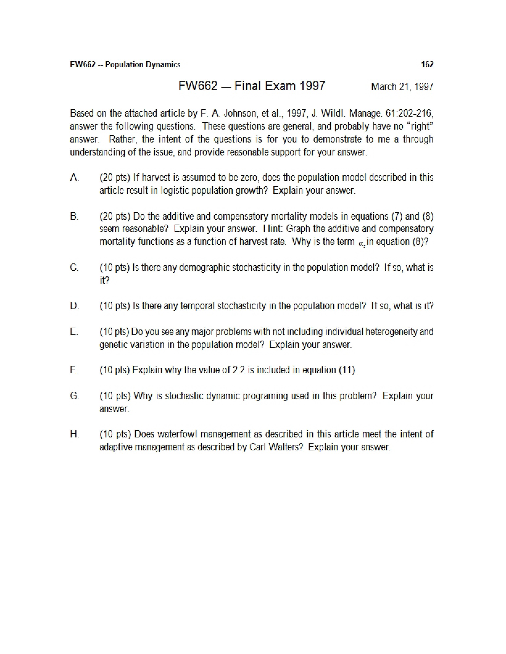 Exam for Finals
