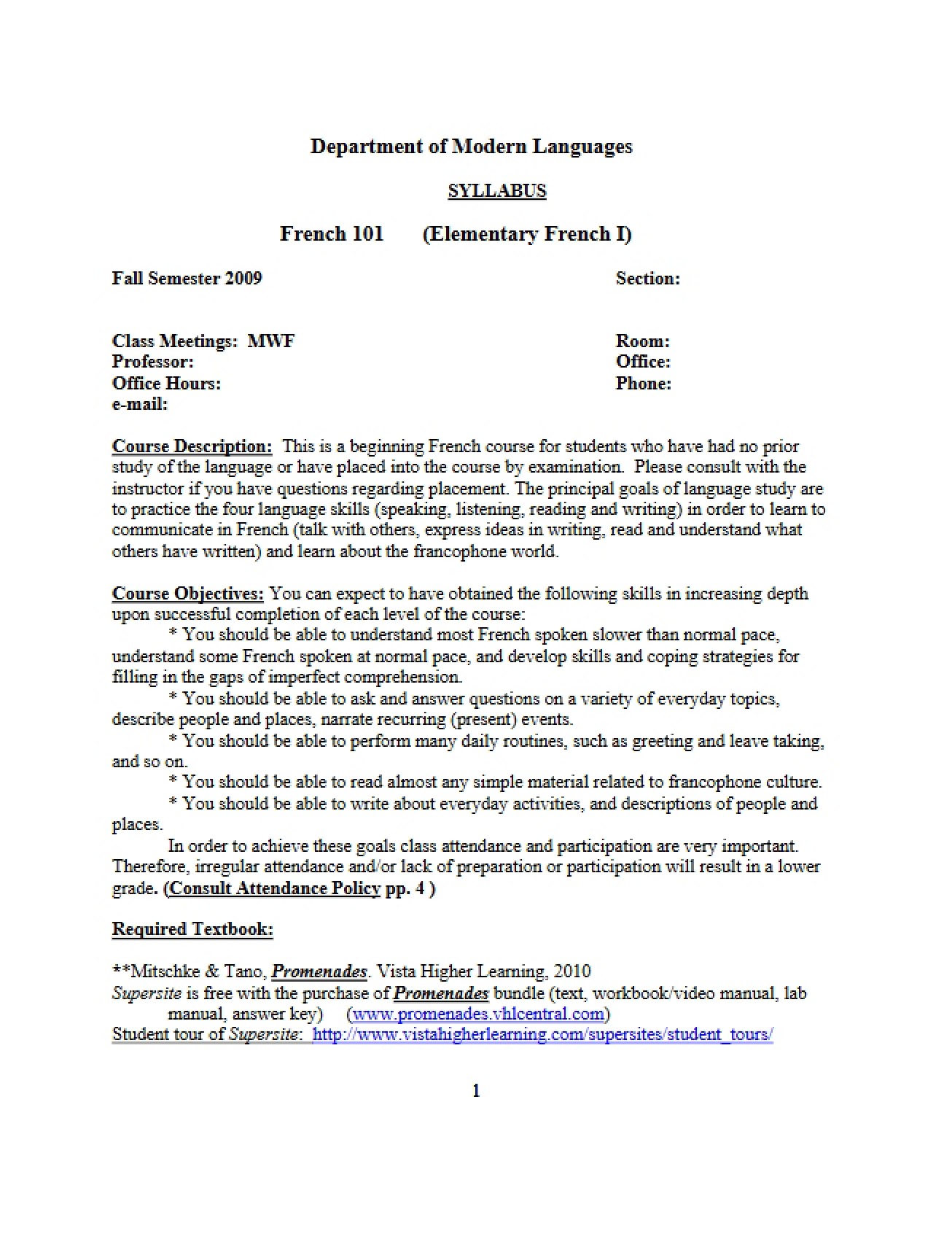 Official Syllabus