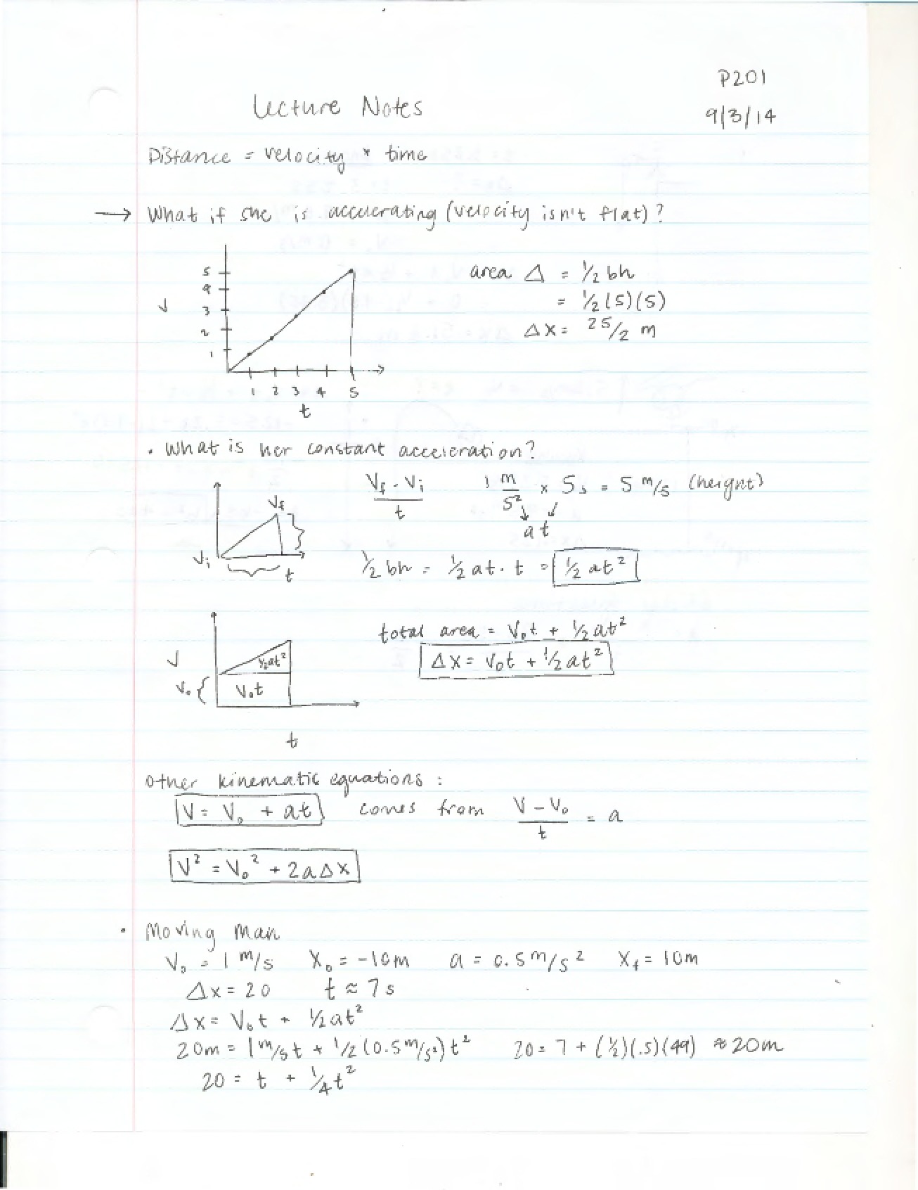 Kinematic Equation Problems
