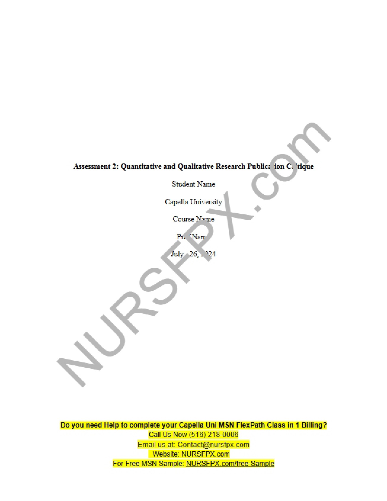 Publication Critique of Quantitative and Qualitative Research (Assessment 2)