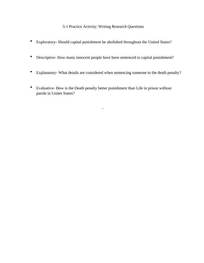 5-1 Writing Research Questions Practice