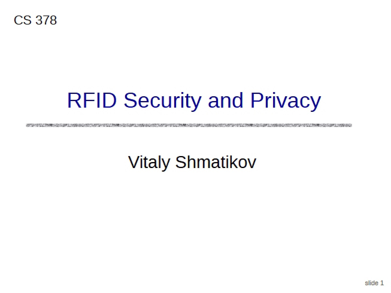 Security and Privacy of RFID
