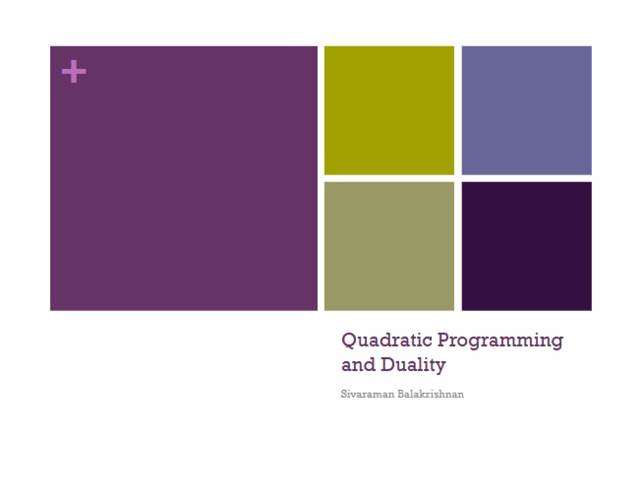 Duality and Quadratic Programming