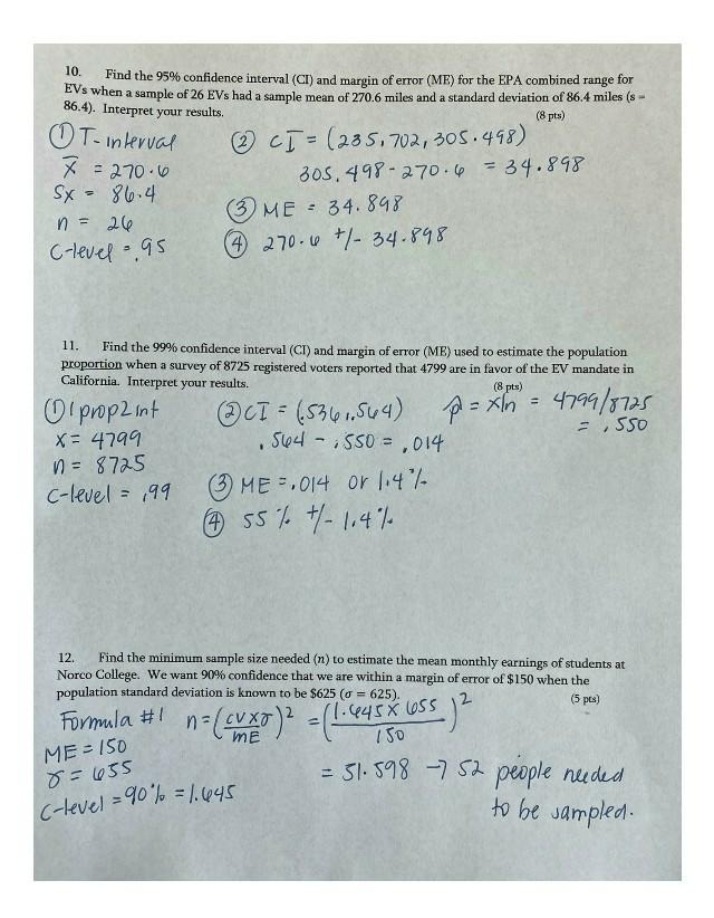 Margin of Error and Confidence Interval for EV Range