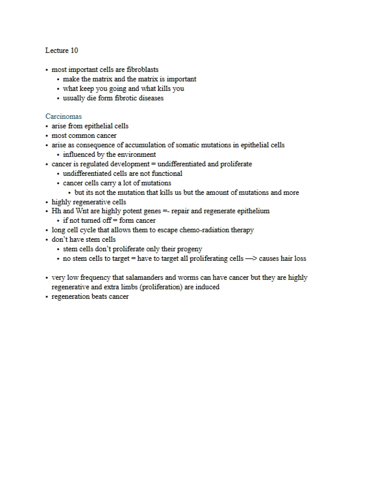 Life Sciences: Lecture Ten