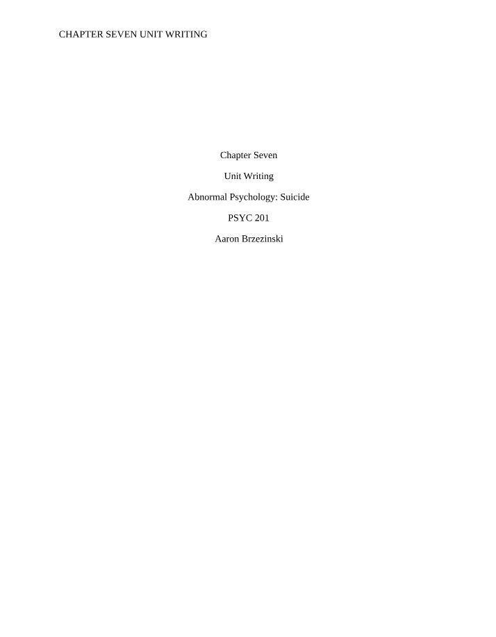 Abnormal Psychology - Chapter 7