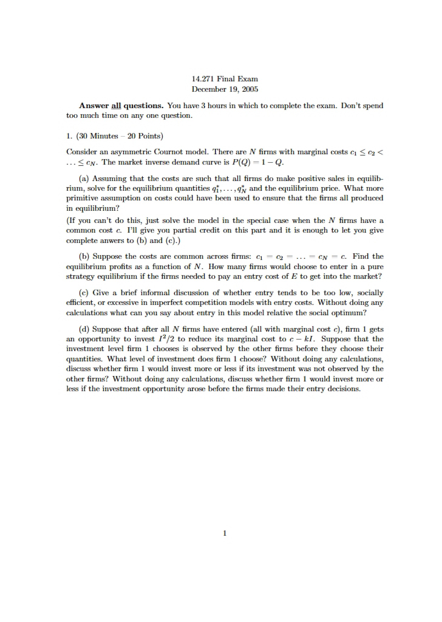 Fifth Problem Set