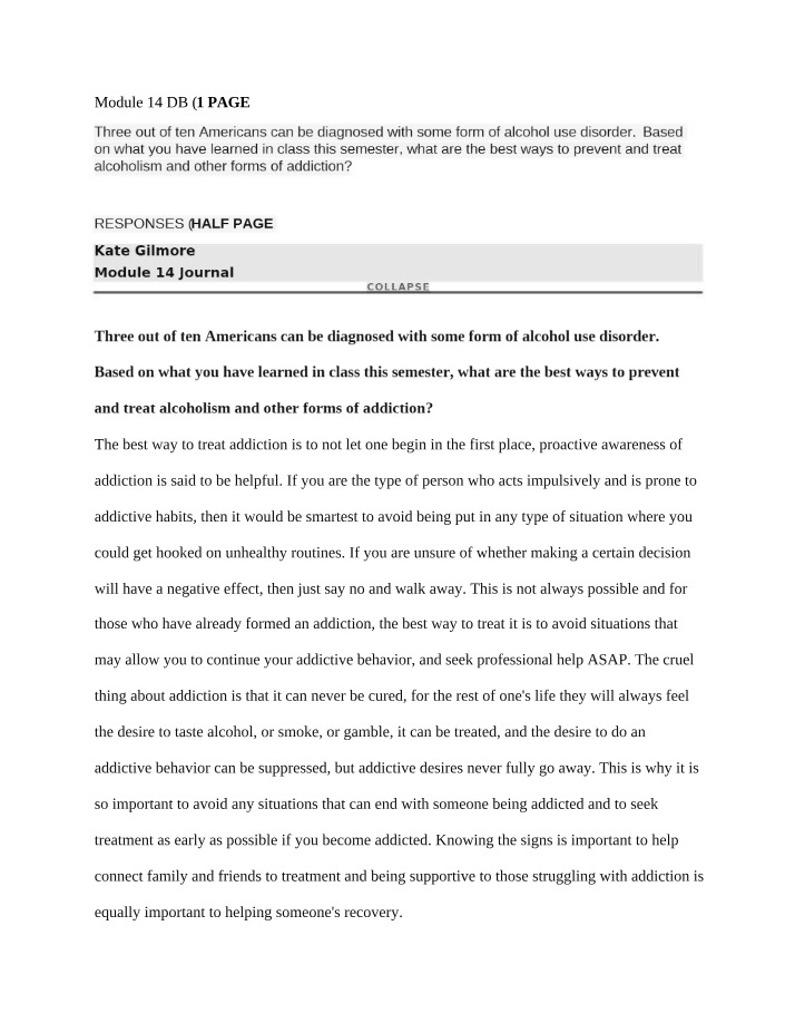 Preventing and Treating Alcoholism and Addiction - Best Practices