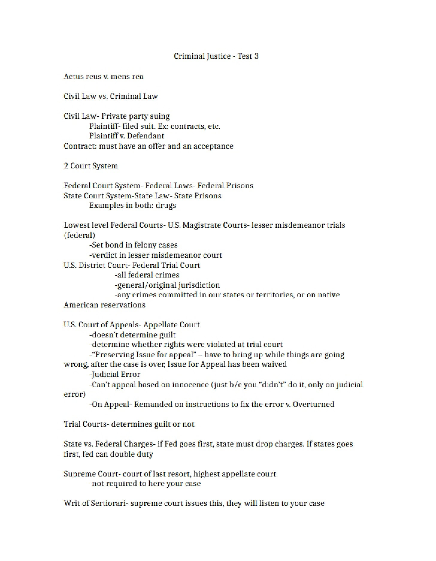 Notes on Criminal Justice
