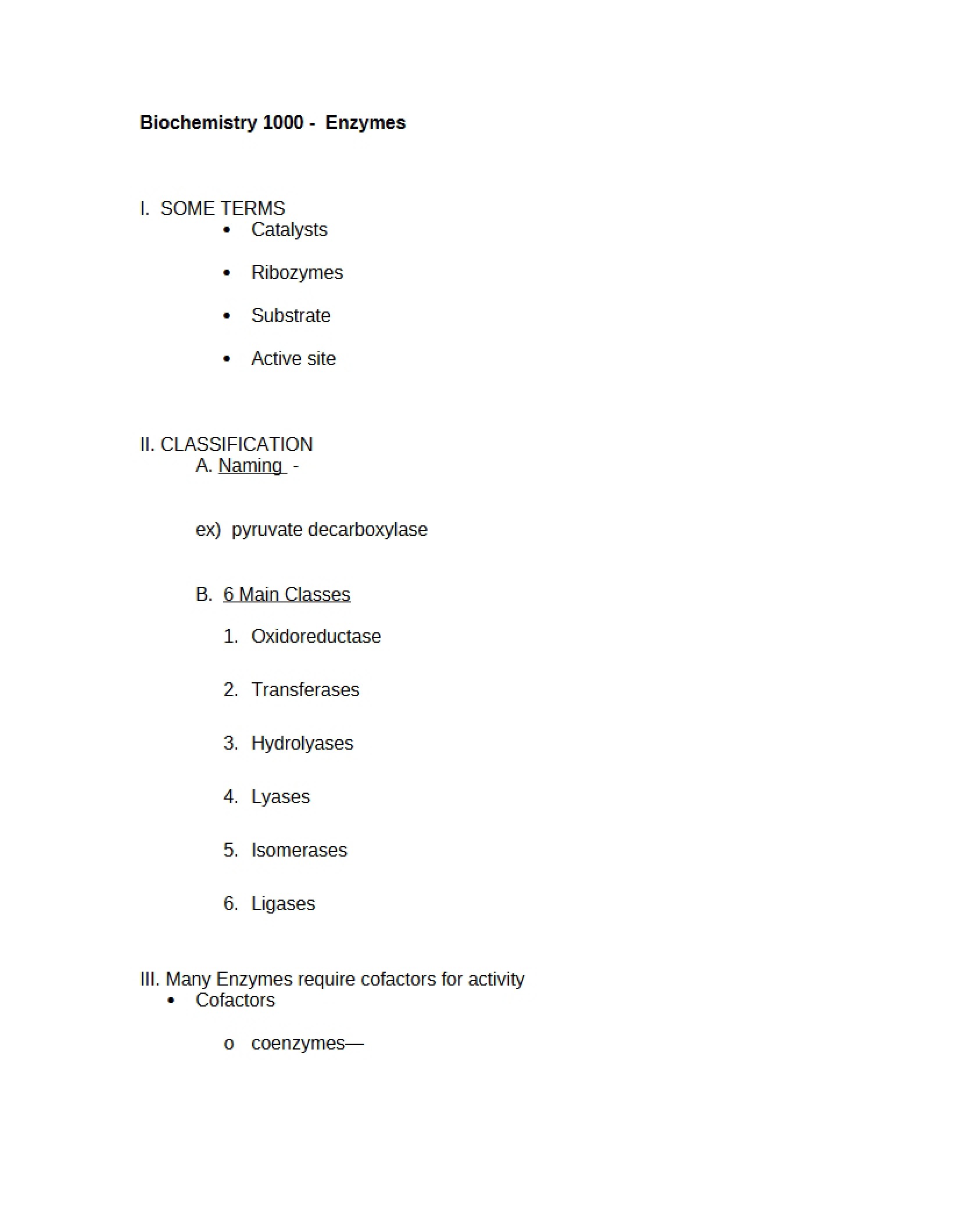 Enzyme Functions