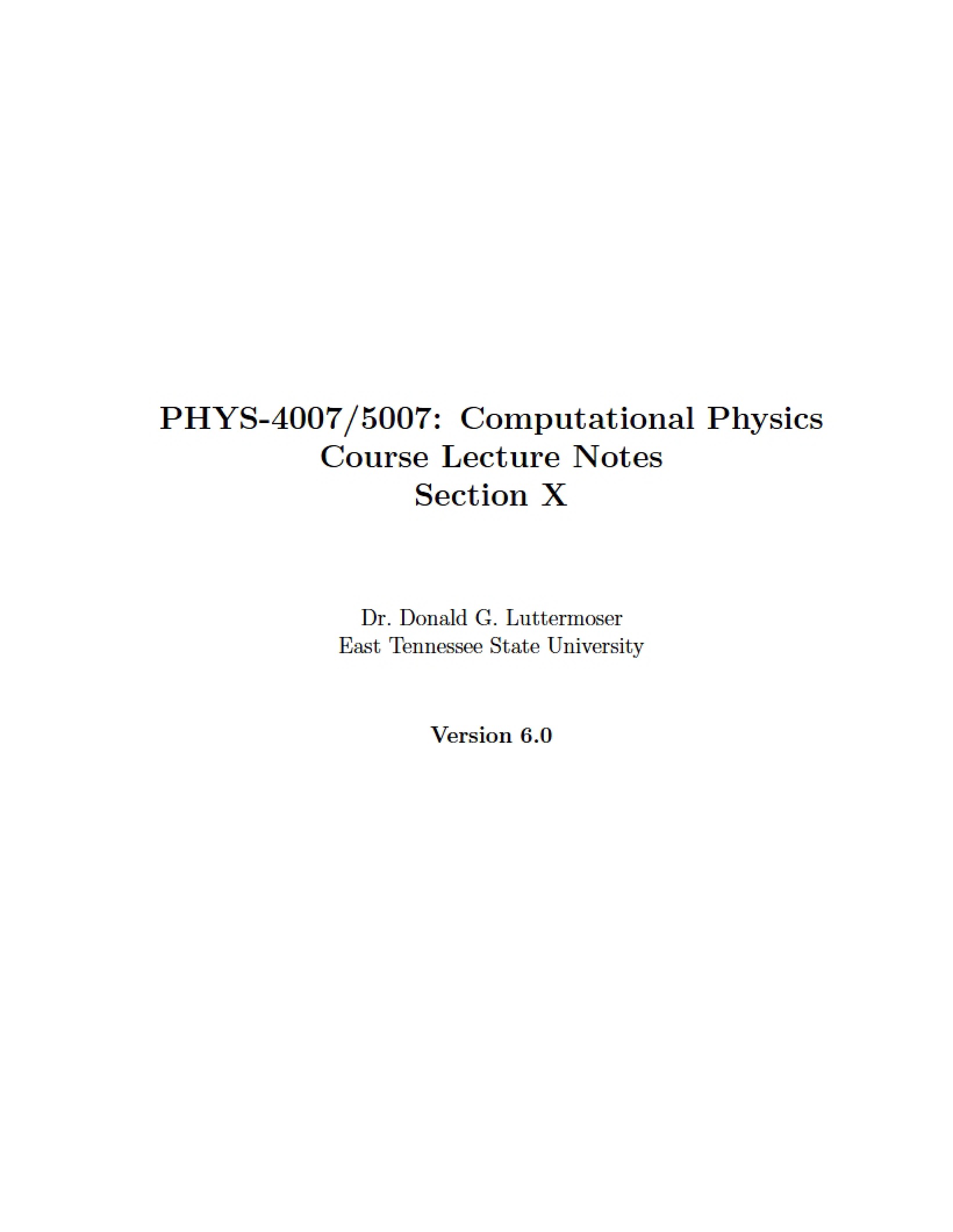 Computational Physics Lecture Notes