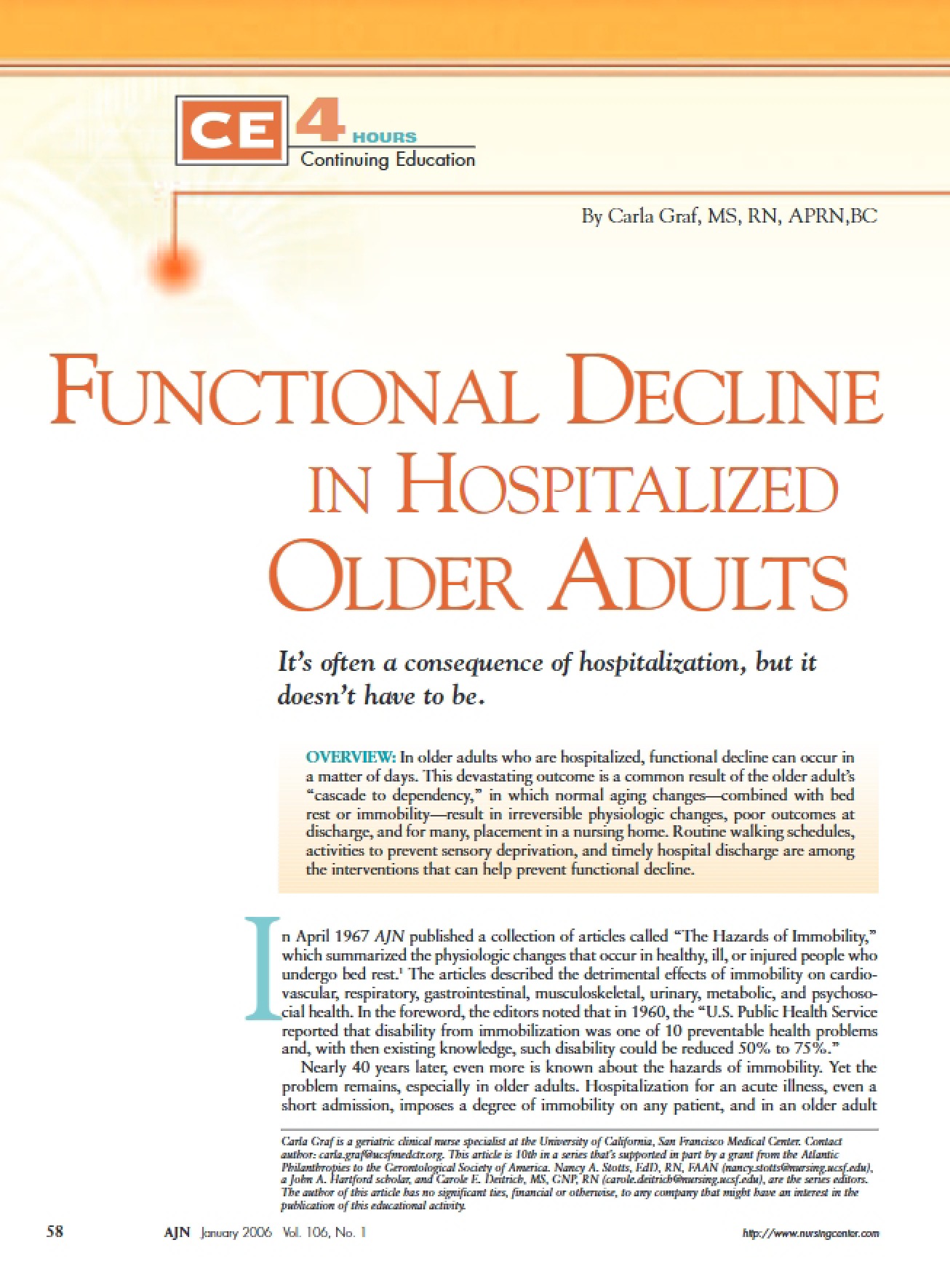 Hospitalized Older Adults Functional Decline