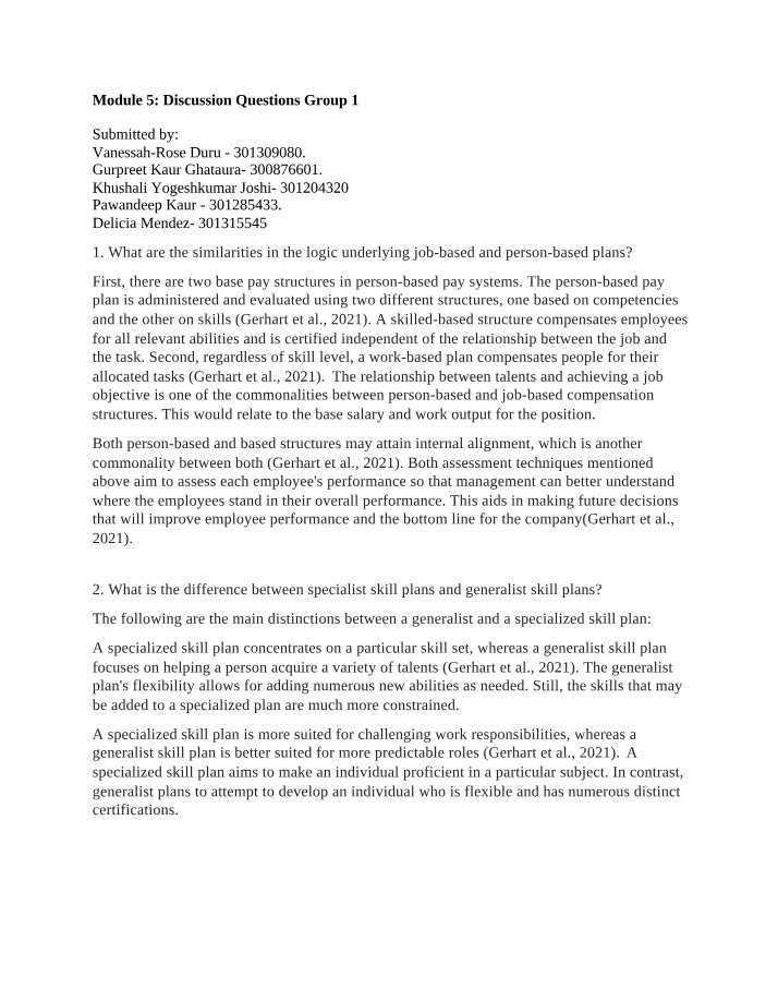 Module 5 - Group 1 Discussion Questions