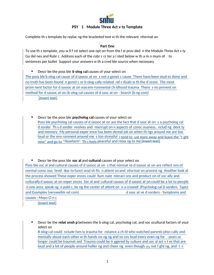Biological, Psychological, and Sociocultural Causes of Dissociation