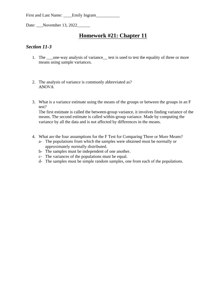 Chapter 11 Homework 21