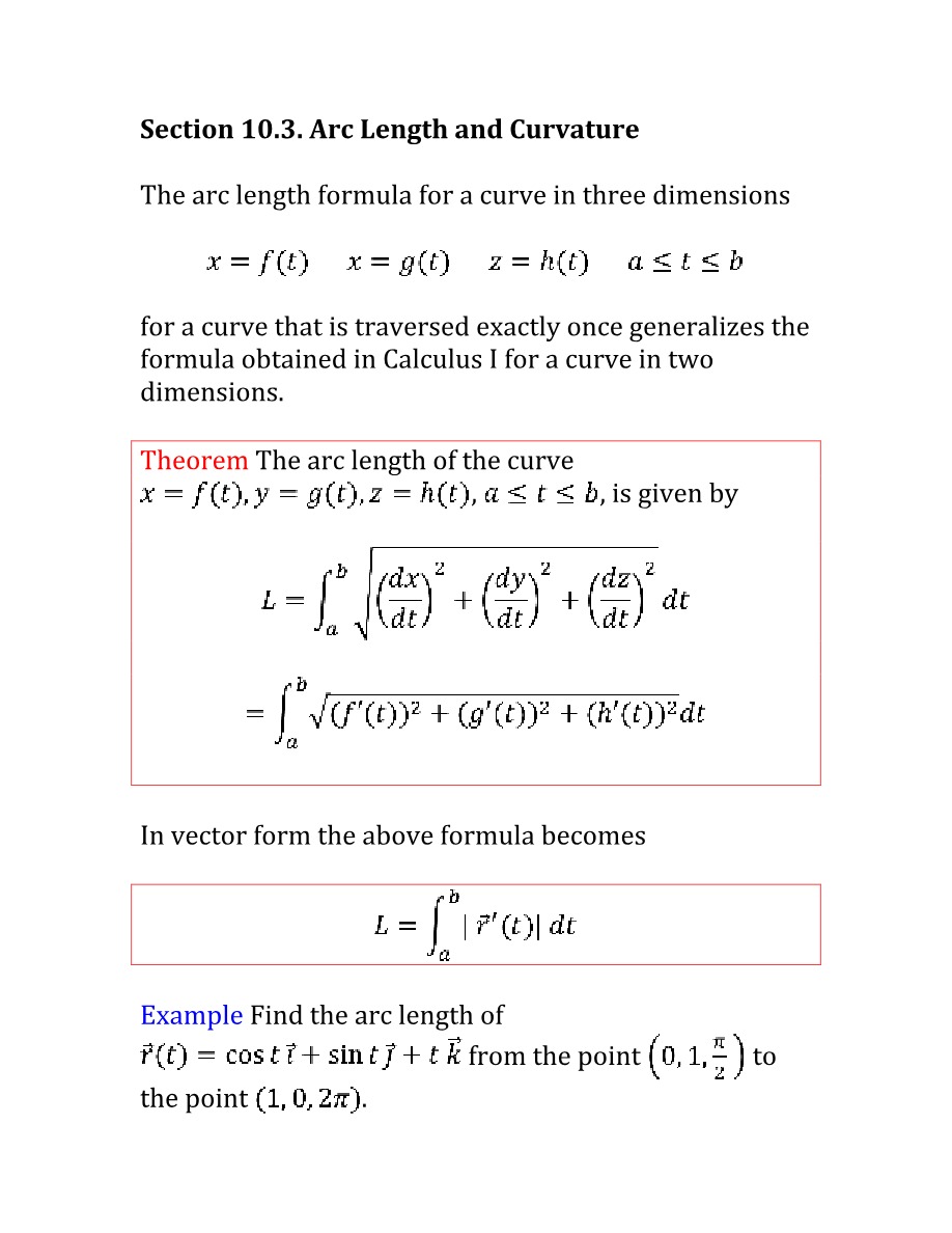 MAT2322 - Arc Length and Curvature