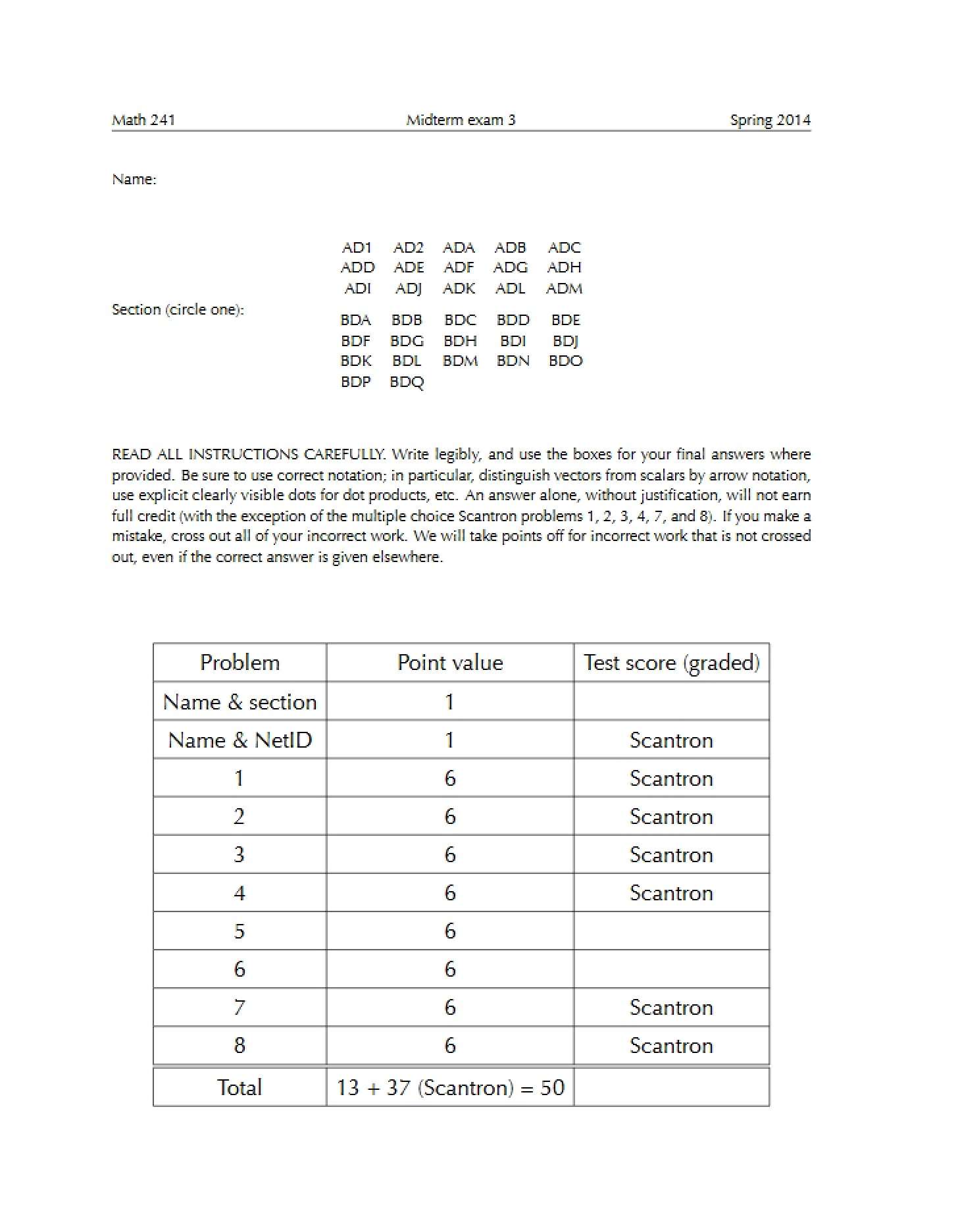 Examination Three