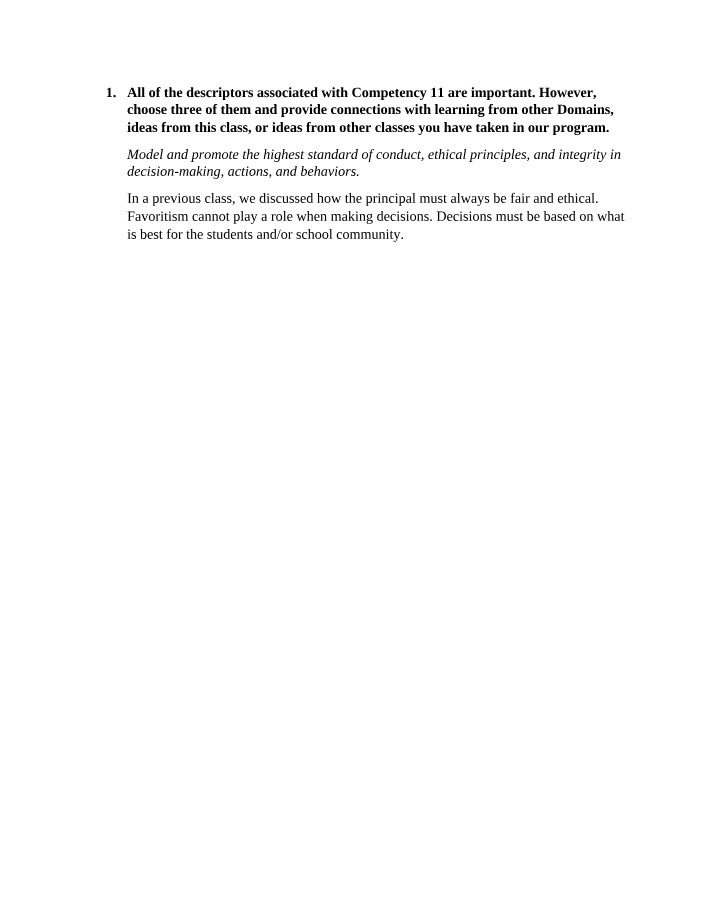 Ethical Decision Making - Competency 11