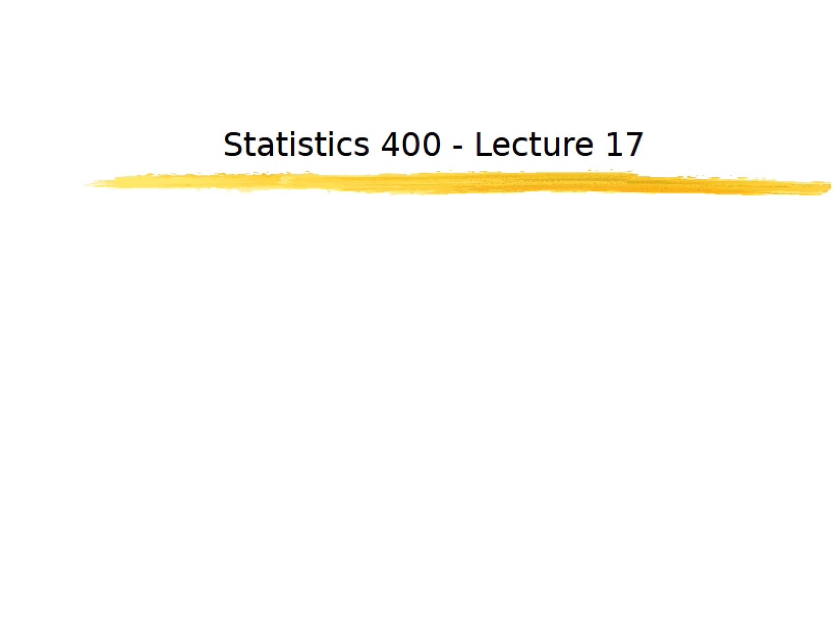 Lecture 17 Statistics
